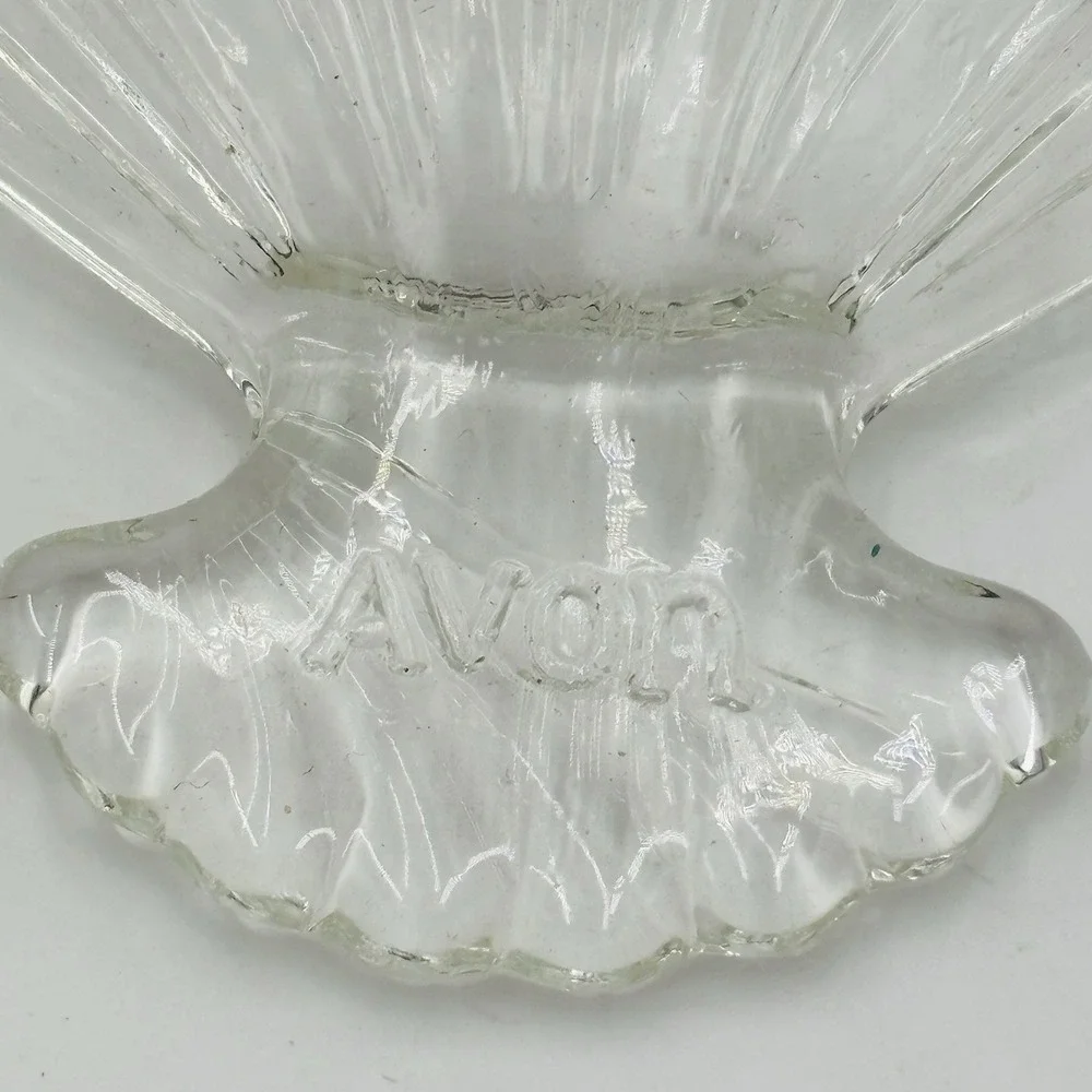 1970's Avon Hostess Fancy Soap‎ Set NIB Fan-Shaped Glass Dish 5 Pink Soaps Retro